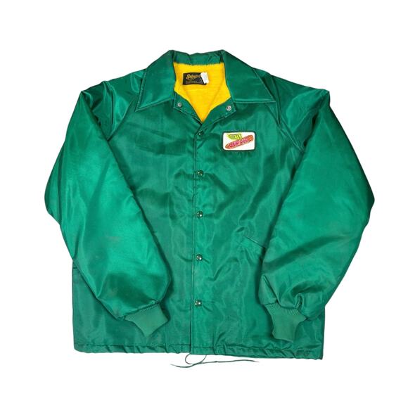 Vintage Dekalb Seed Co Fleece Lined Jacket Men's Large Green Front Snap Retro - Picture 1 of 11